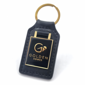 Golden Homes Keychain / Keyring – Engraved and Filled on Leather Tag