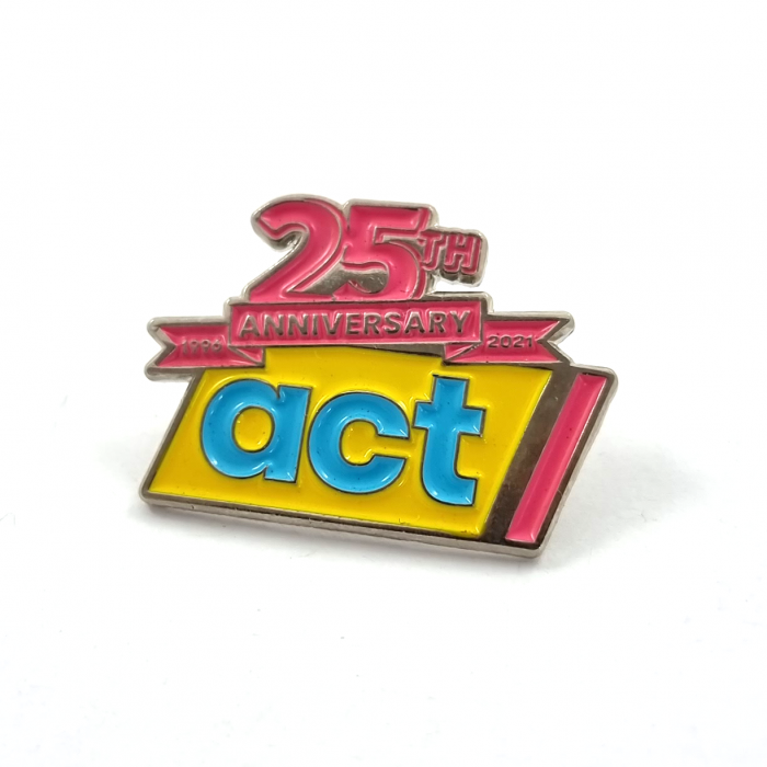 ACT Party 25 Year Badge - 28mm, Bright Nickel Finish, Three Colour Enamel, One Pin and Clutch