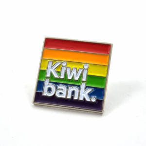 Kiwibank Rainbow Pin - 20mm, Bright Nickel Finish, 5+ Colour Enamel, One Pin and Clutch