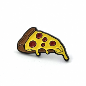 Pizza Slice Badge - 20mm, Black Dye Finish, Three Colour Enamel, One Pin and Clutch