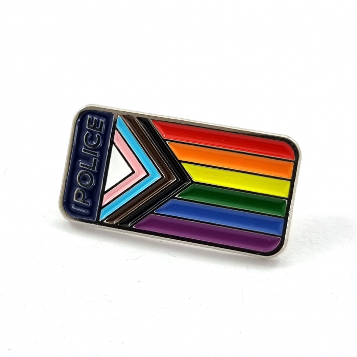 NZ Police Progress Pride Flag Pin - 26mm, Bright Nickel Finish, 5+ Colour Enamel, One Pin and Clutch