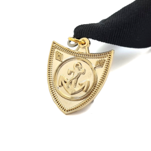 Gold Mayer and Toye Anchor shield medal custom-mayer-and-toye-medal