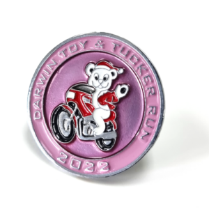 Darwin Toy & Tucker Run Pin - Bright Nickel Finish, Four Colour Enamel