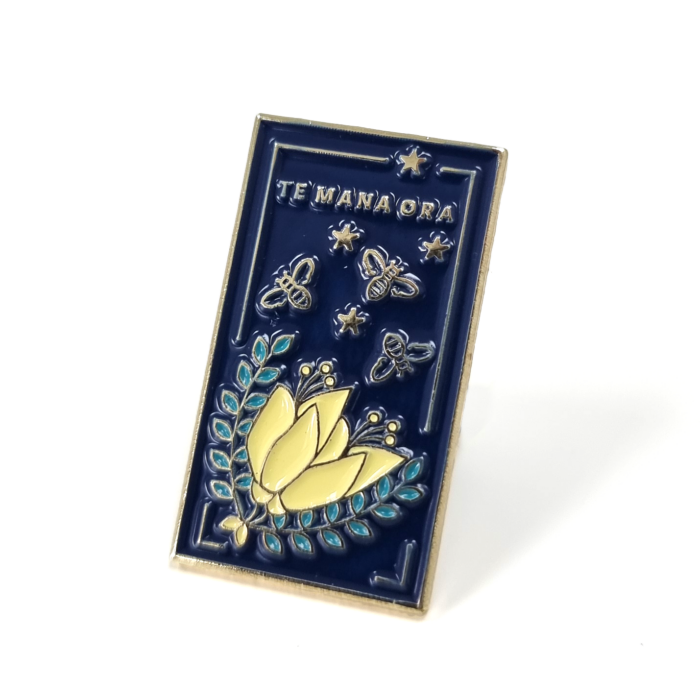 Te mana ora badgeTe Mana Ora Badge - 30mm, Gold Finish, Three Colour Enamel, One Pin and Clutch