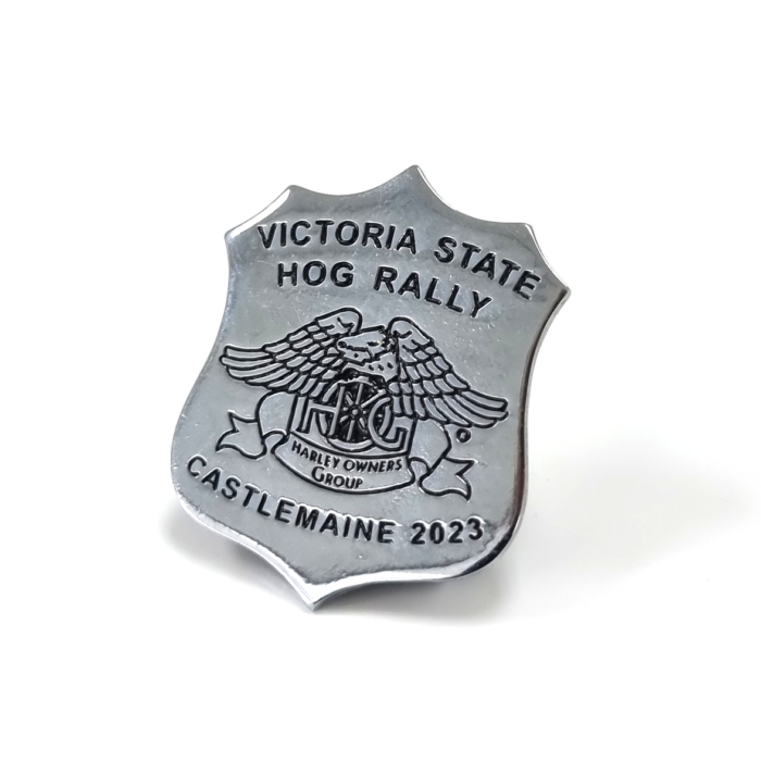 Victoria State Hog Rally Pin - Bright Nickel Finish, One Colour Enamel