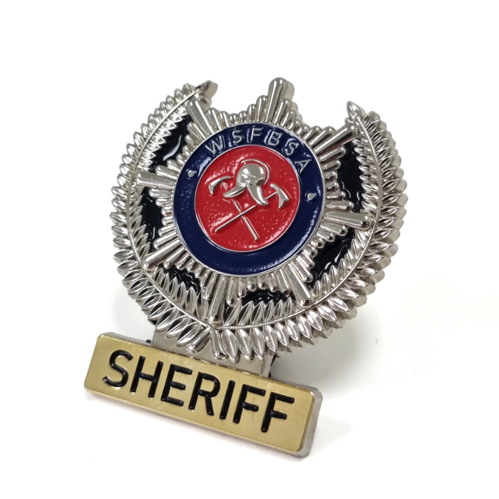 WSFBSA Sheriff badgeWSFBSA Sheriff Badge - Silver and Gold Finish, Three Colour Enamel