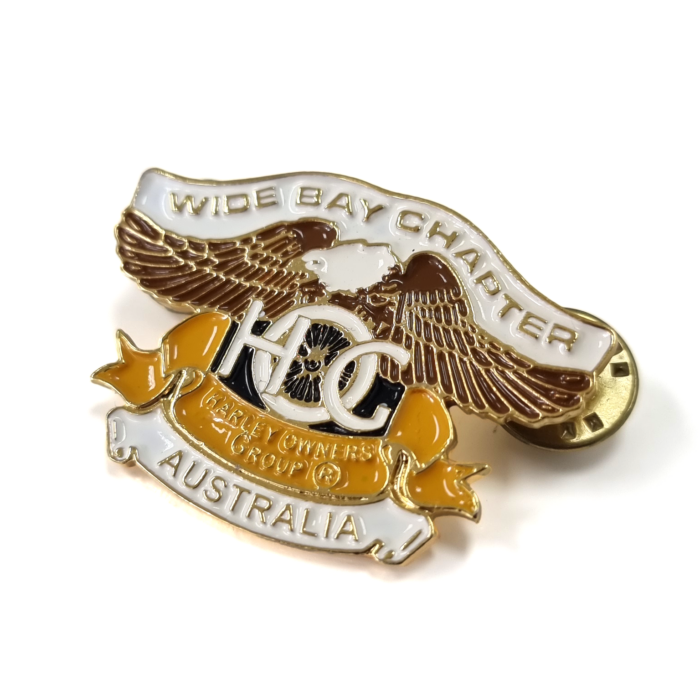 Harley Owners Group Australia Pin - Gold Finish, Four Colour Enamel