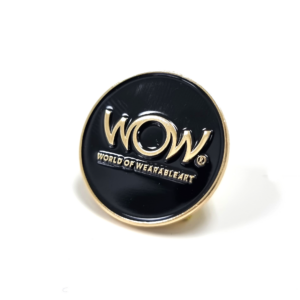 WOW Logo Pin, 28mm, Gold Finish, One Colour Enamel, One Pin and Clutch