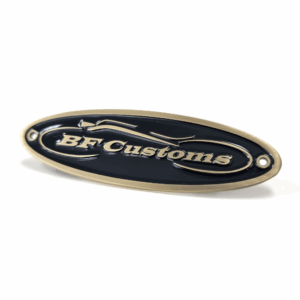 BF Customs Badge - 100mm, 1 Colour Enamel, No Fitting, Antique Brass Plated