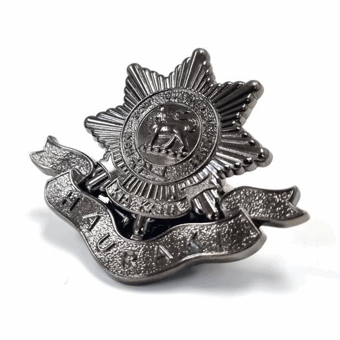 Hauraki Hat badge - 50mm, No Colour Enamel, Screw Cap Fitting, Black Nickel Plated