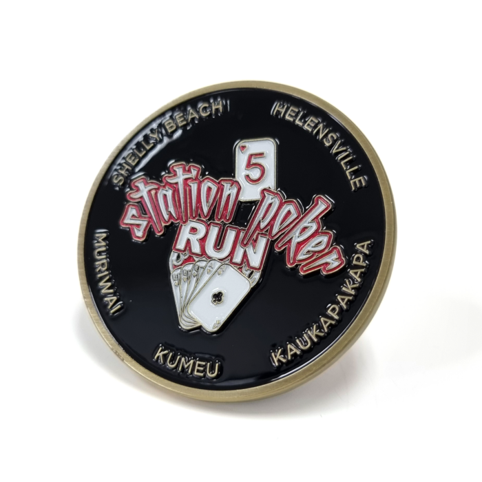 Motorcycle poker run coins front custom-coin