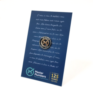 Master Plumbers backing card custom-backing-card-master-plumbers
