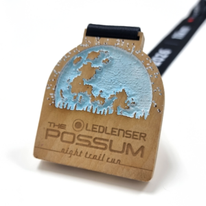 Possum Night Trail Run Timber Finisher’s Medal